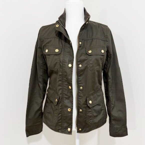 J. Crew Downtown Field Jacket Waxed Cotton Mossy Brown Size XS - Picture 2 of 5